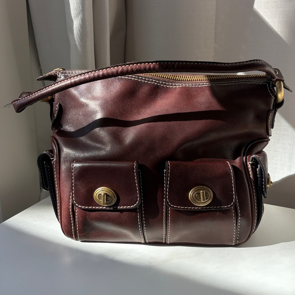 Marc Jacobs Collection Multipocket Turnlock Hobo Dark Brown
